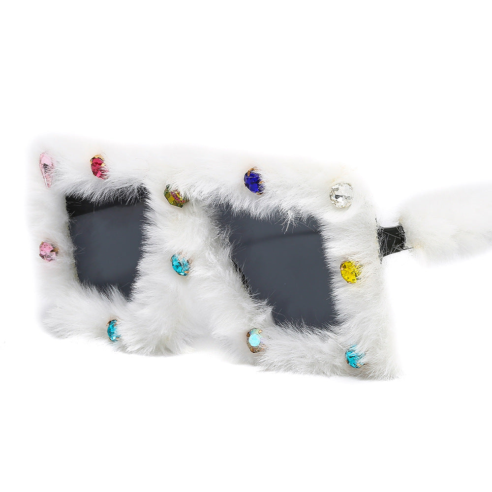 Trendy punk glasses stuffed diamond square sunscreen