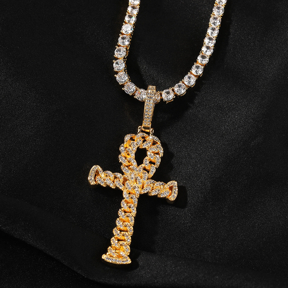 Jewelry Hip Hop Vintage Anhe Cross Pendant Copper Zircon Crosses Spectrum St. Valentine's