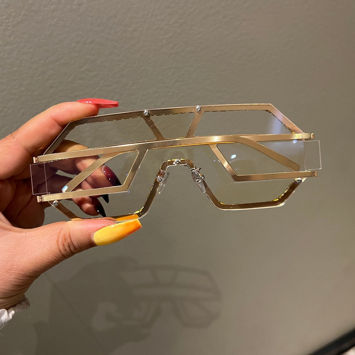 Trendy punk glasses diamond y2k sunshade