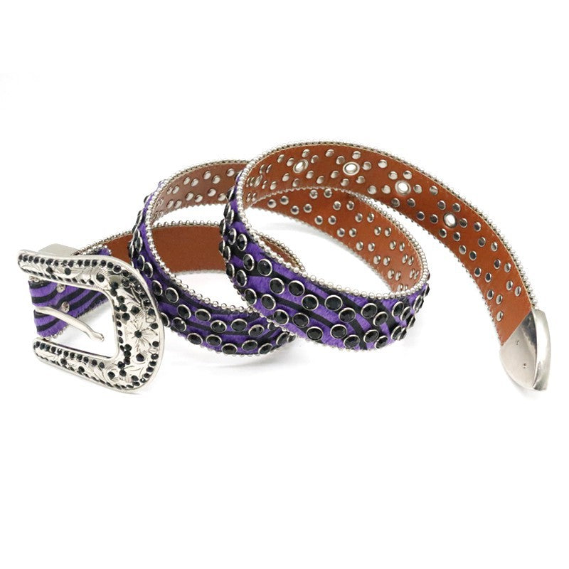 Hip-hop punk rhinestone belt punk style