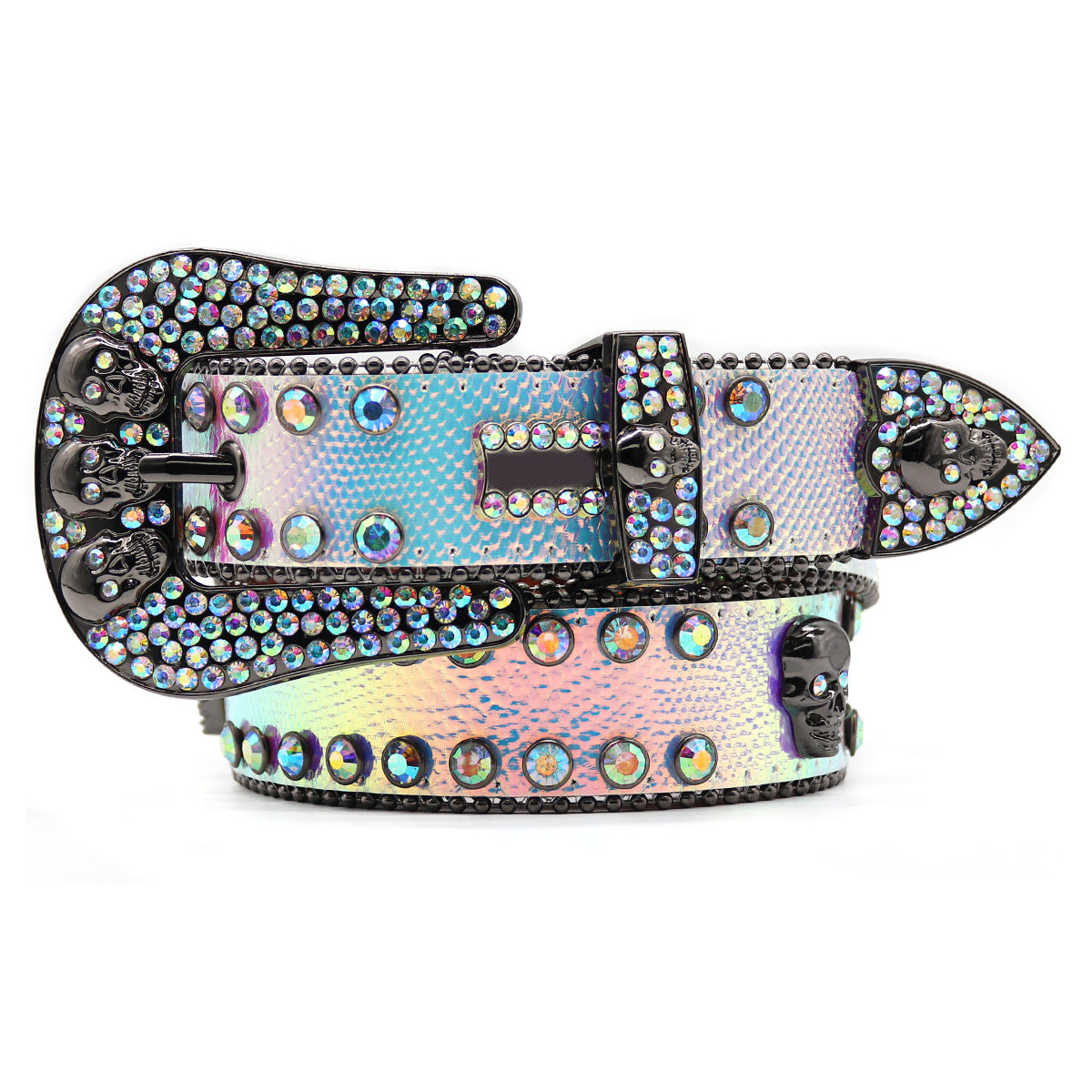 Hip-hop punk rhinestone belt skull punk style