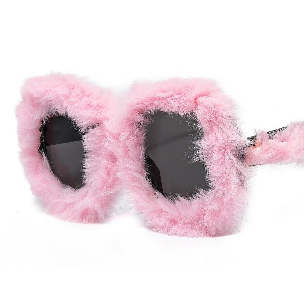 Trendy punk glasses stuffed funny round frame