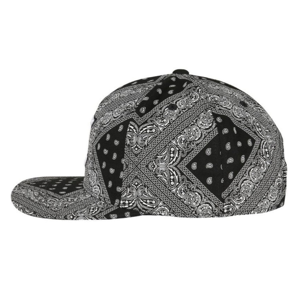 Trendy flat brimmed snapback hatscashew pattern sun shade
