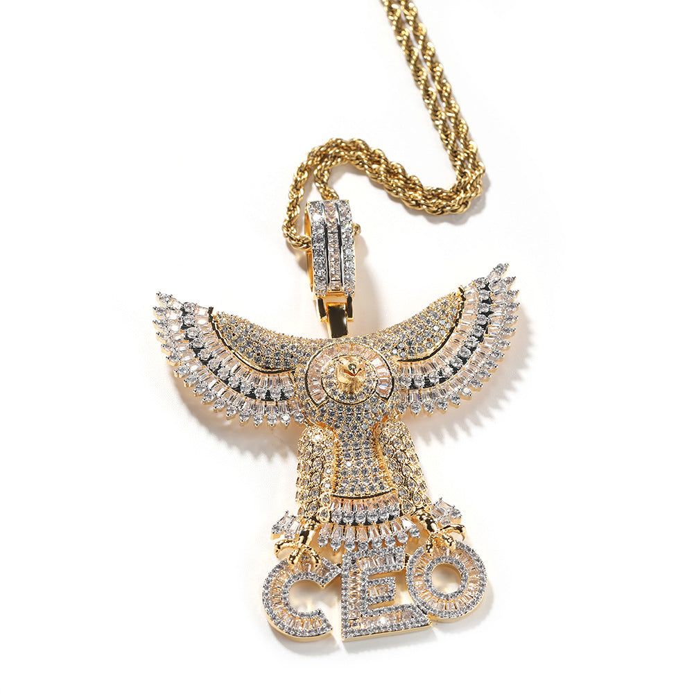 Jewelry Hip Hop CEO Pendant Copper Set Zircon Necklace Alphabet Pieces Spectrum St. Valentine's