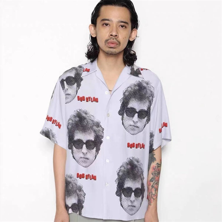 GUILTYPARTIES TIGER Shirts 22ss x BOB DYLAN Joint Hawaiian Casual Short Sleeve Shirt Men