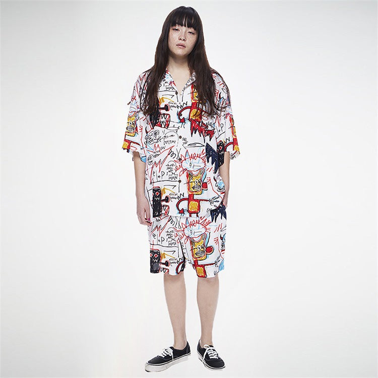 GUILTYPARTIES TIGER Shirts 23SS BASQUIAT Basquiat, Hawaiian Short Sleeve Shirt Men