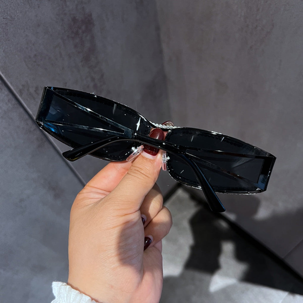 Trendy punk glasses y2k cut out diamond retro