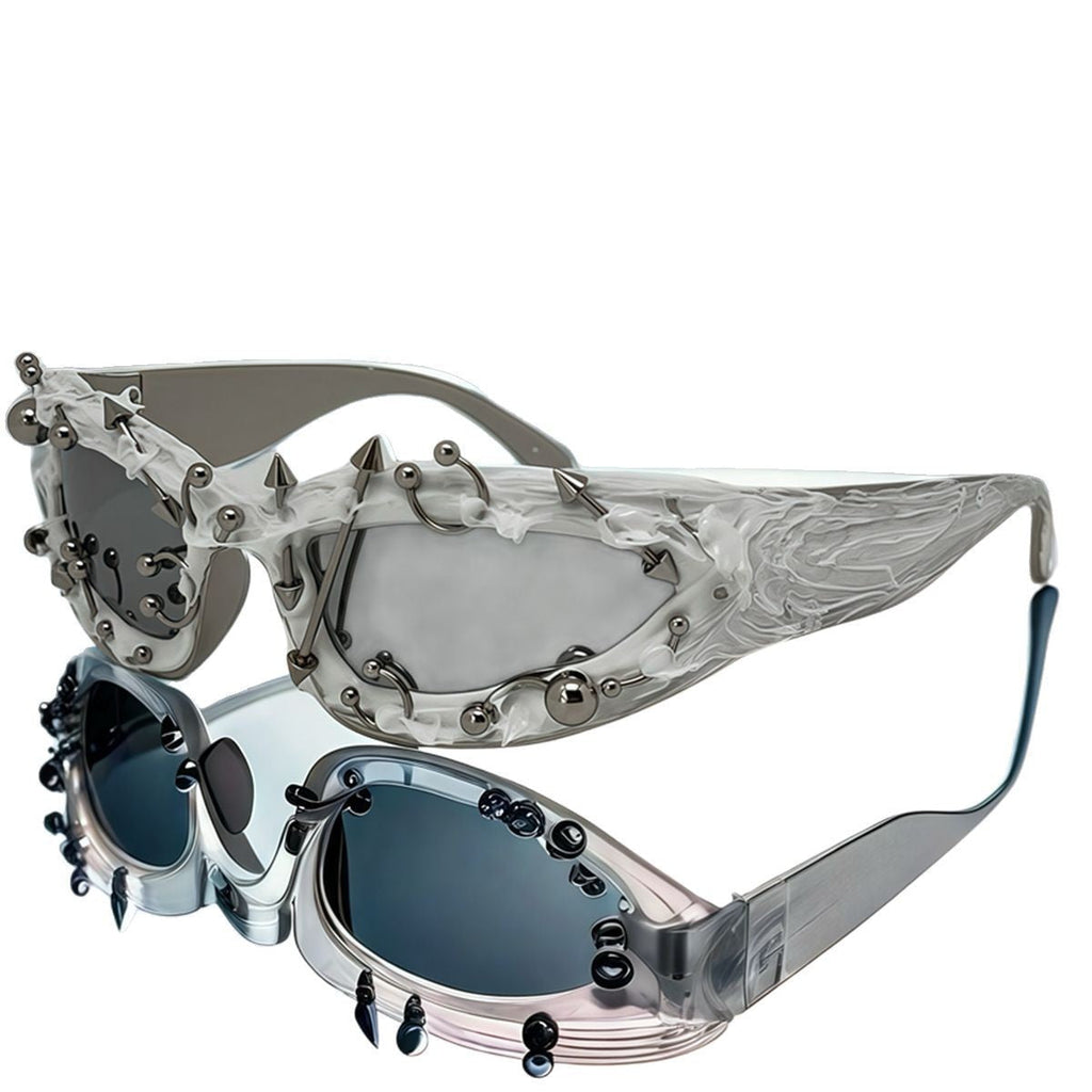 Trendy punk glasses rivet decoration