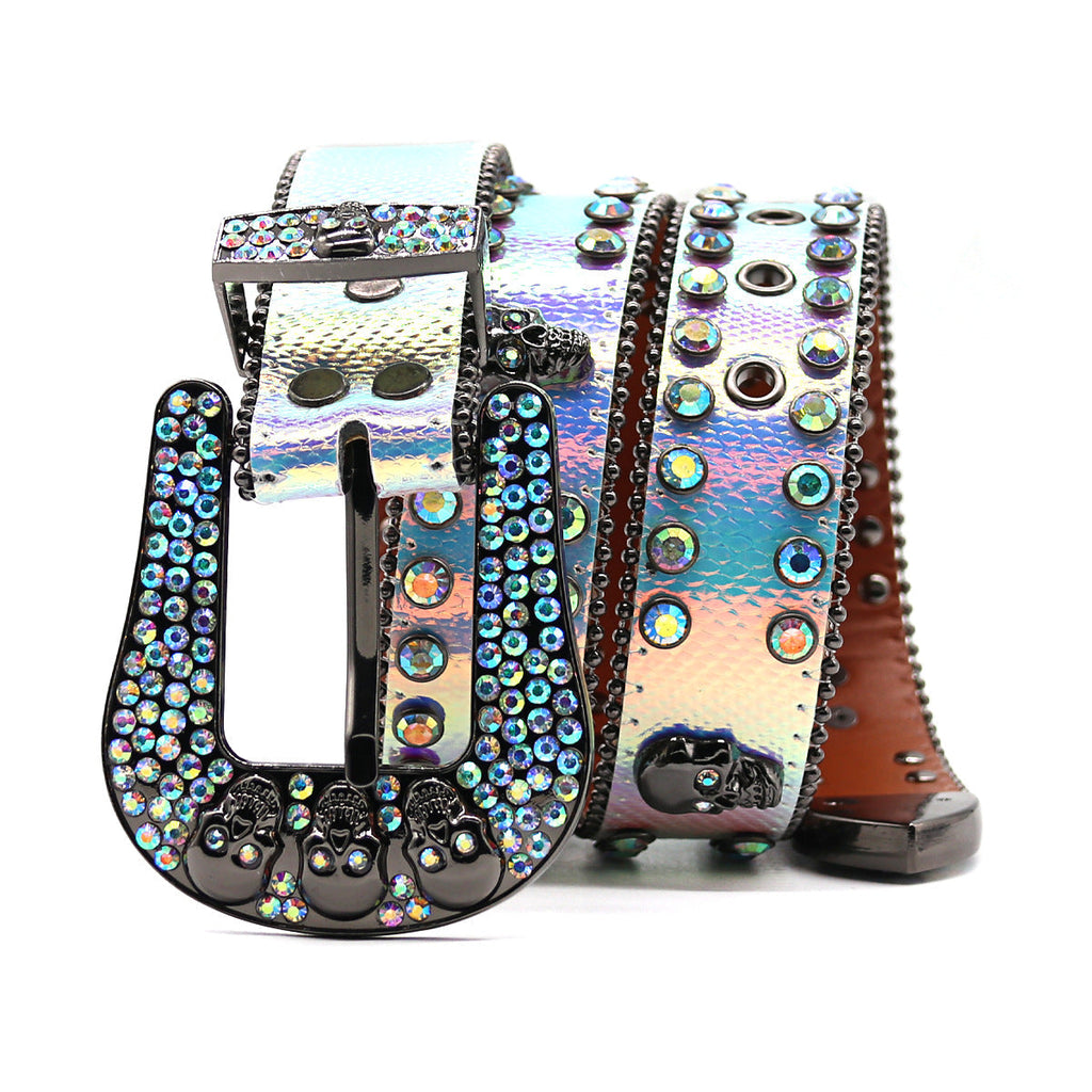 Hip-hop punk rhinestone belt skull punk style