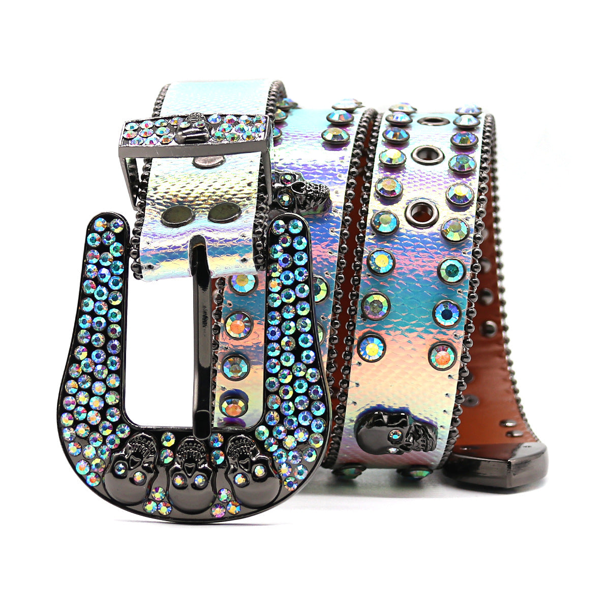 Hip-hop punk rhinestone belt skull punk style