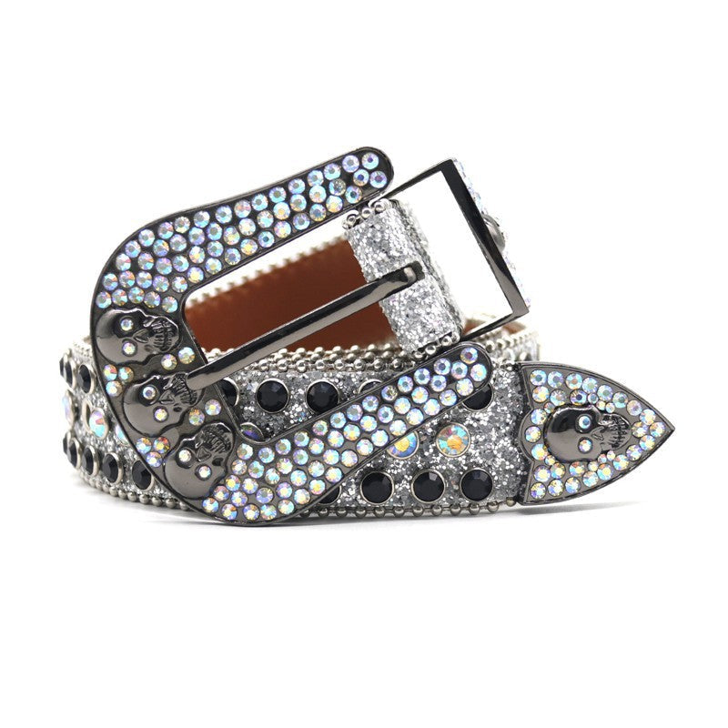 Hip-hop punk rhinestone belt decorative cross