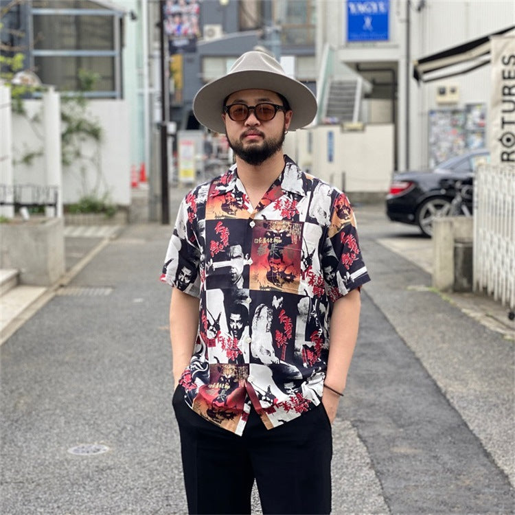 GUILTYPARTIES TIGER Shirts Basquiat graffiti Hawaiian short-sleeved flower shirt for men and women