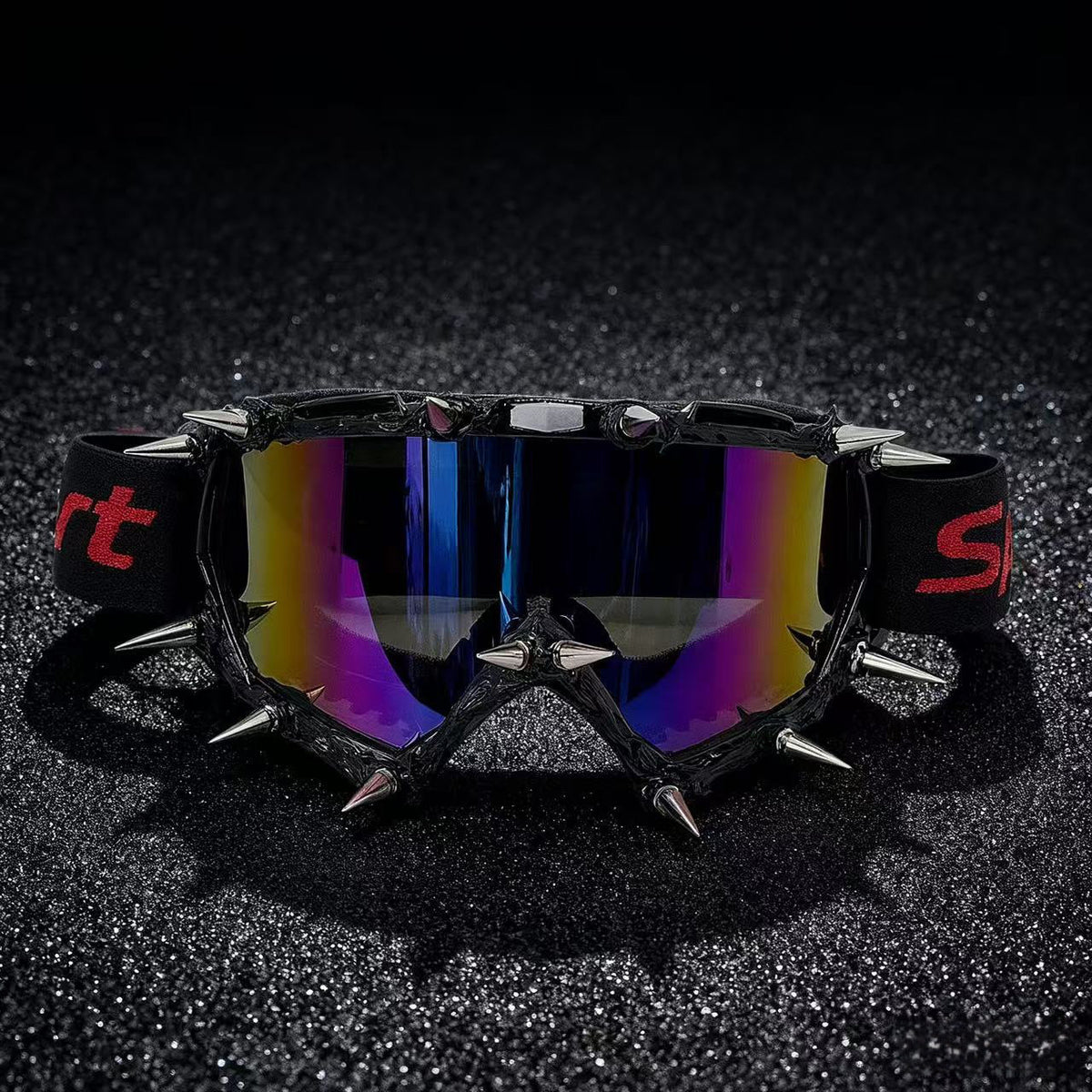 Trendy punk glasses metal rivet eye protection sponge