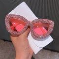 Trendy punk glasses large frame cat eyes with diamonds