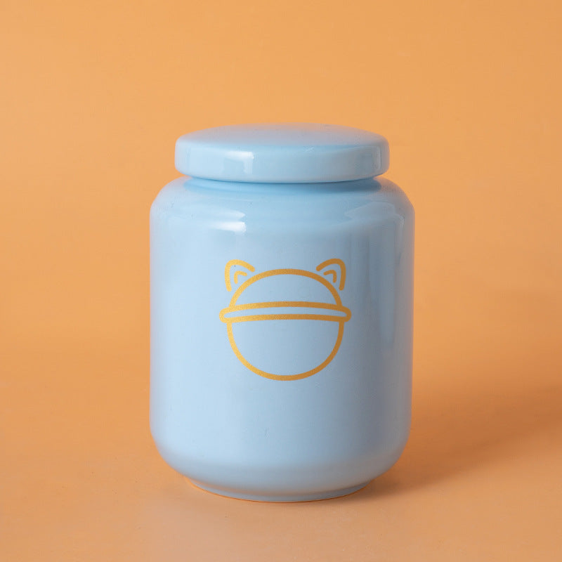 Pet Urn Dog Cat Ceramic Pet Memorial Jar Sealed with Lid Bone Jar Funeral Supplies