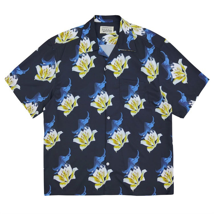 GUILTYPARTIES TIGER Shirts Limited Lily, Bird of Paradise Rayon Hawaiian Short Sleeve Shirt Men