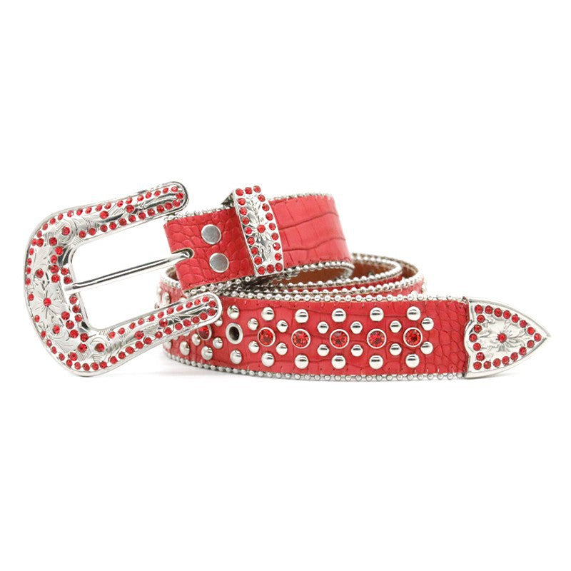 Hip-hop punk rhinestone belt alloy cross