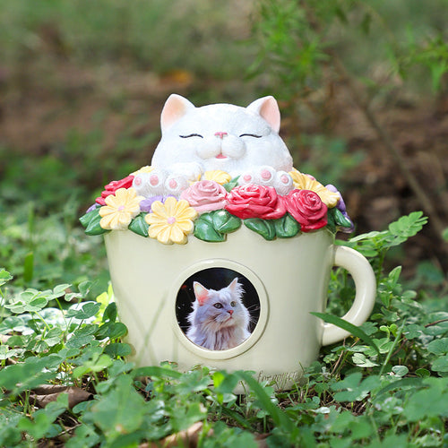 Pet Grave Marker Cartoon Kitten Puppy Funeral Cremation Ashes Storage Container Pet Memorial Urn Pet Supplies