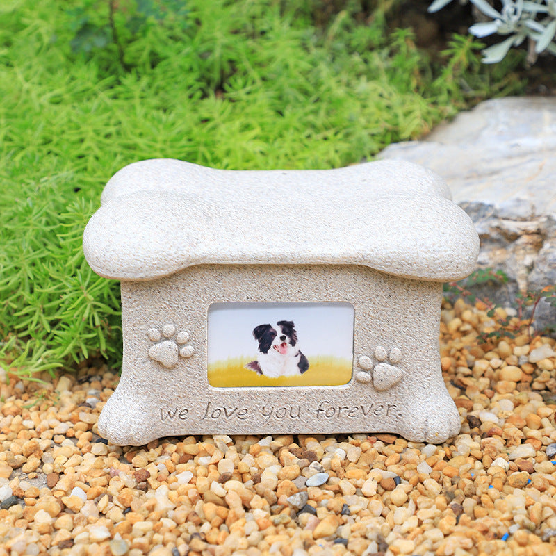 Pet Grave Marker Cross-border Spot Resin Creative Pet Dog Dog Urn With Photo Frame Kitten Puppy Animal Memorial Funeral Supplies