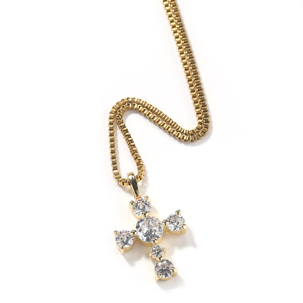 Jewelry Hip Hop S925 Silver Zirconium Claw Crosses Spectrum St. Valentine's Royalty