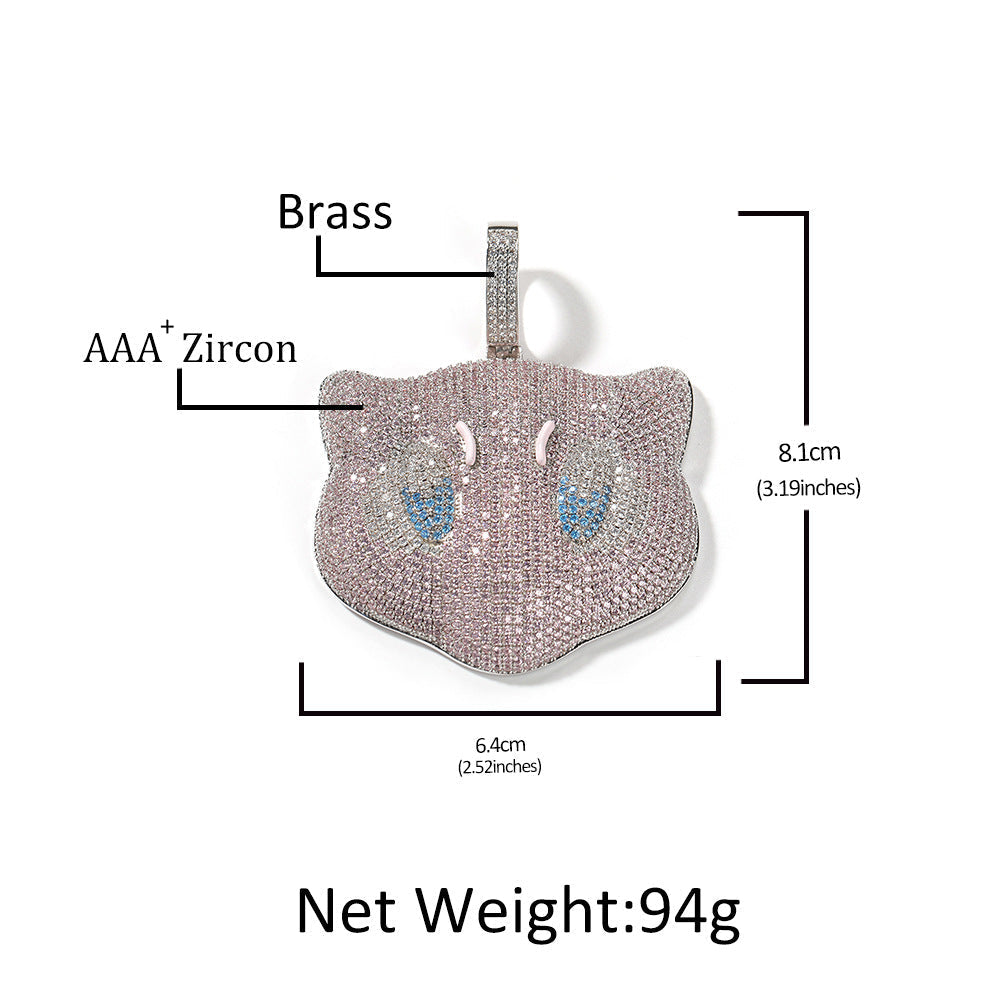 Jewelry Hip Hop Jewelry Copper Inlaid Zircon Dream Pendant Animal Jesus Pieces Spectrum