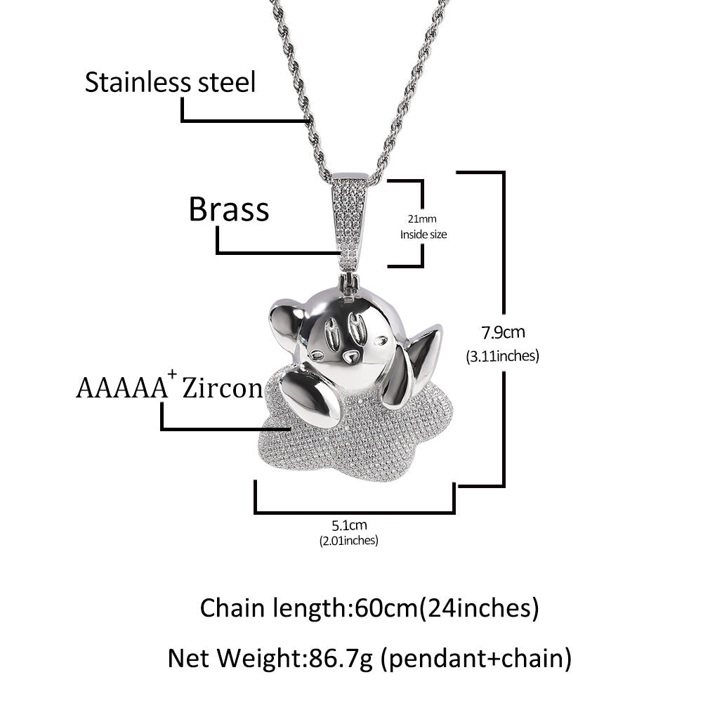 Jewelry Cartoon Diamond Silver Star Kirby Pendant Fashion Versatile Kirby St. Valentine's Spectrum Jesus Pieces