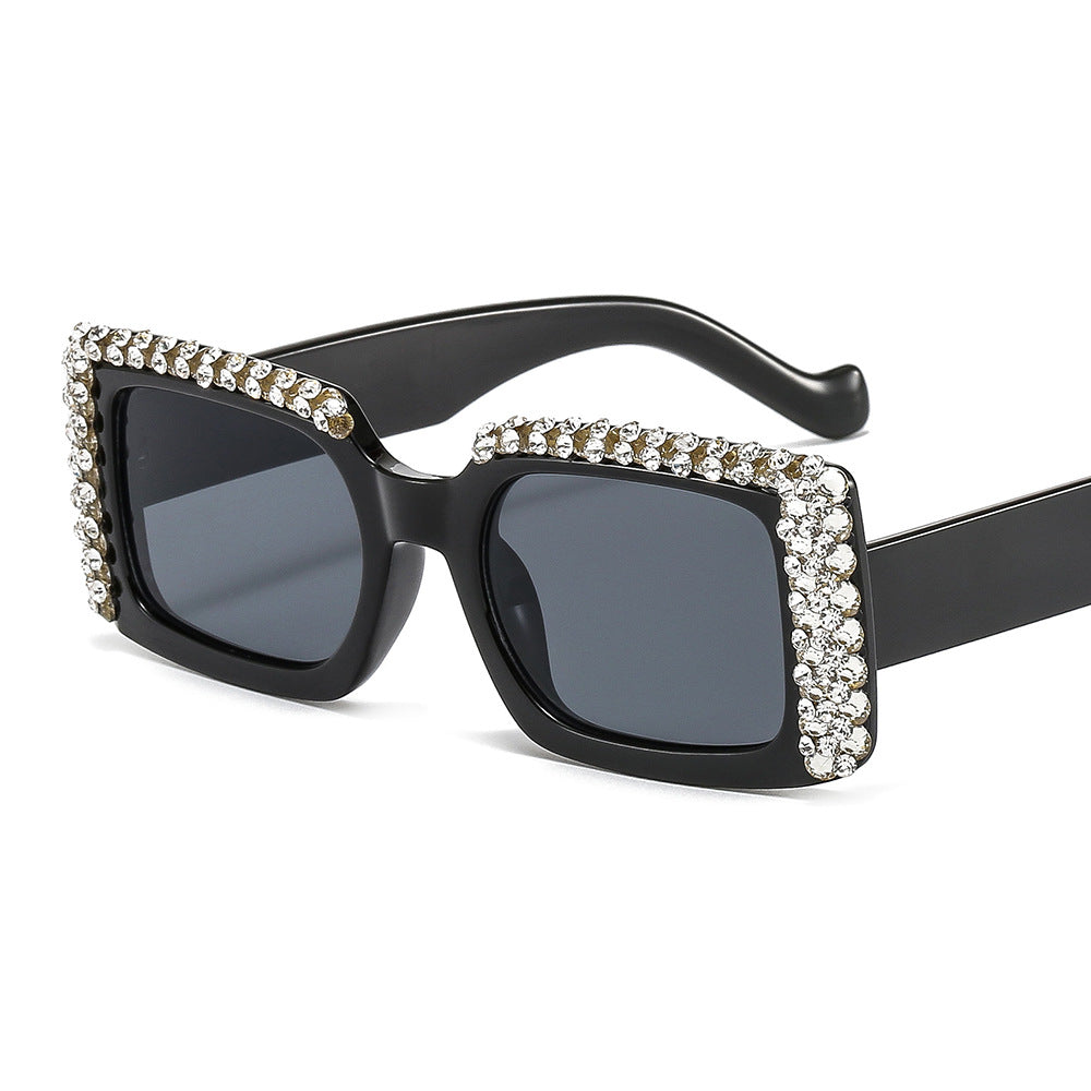 Trendy punk glasses diamond sunglasses uv protection