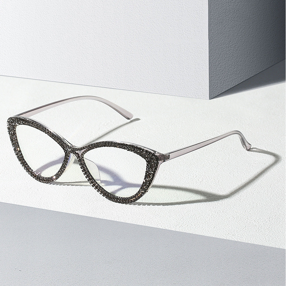 Trendy punk glasses diamond cat eyes