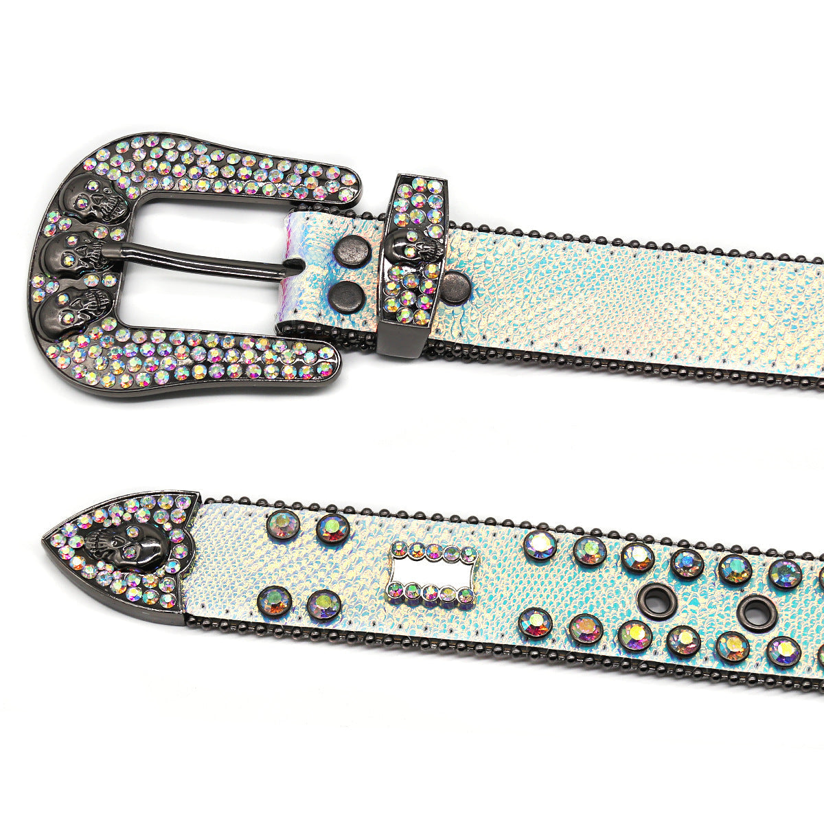 Hip-hop punk rhinestone belt skull punk style