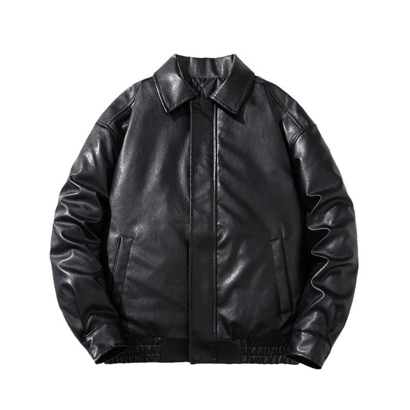 Mens Vintage Jackets Vintage PU Leather Jacket Padded Pilot Bike Leather Jacket
