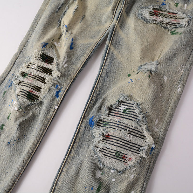 AMIRI Jeans Graffiti Hole & Patch Stretch Slim Fit #883