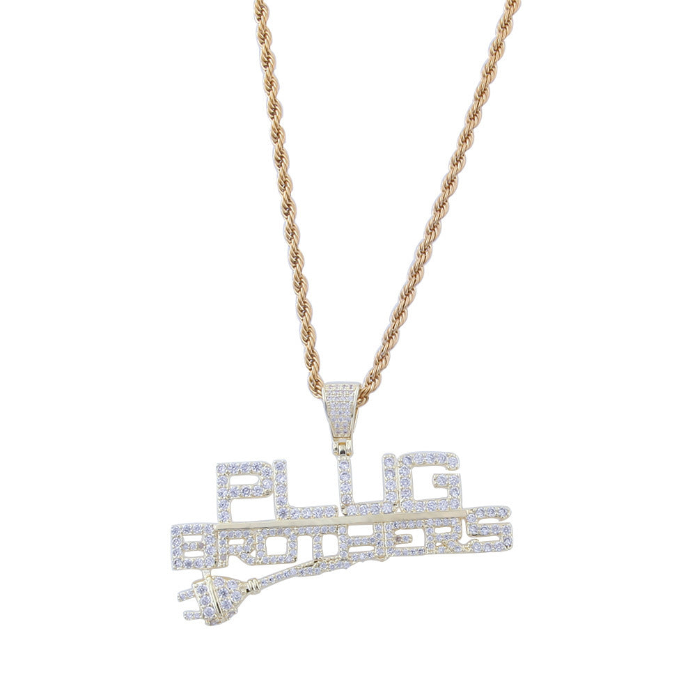 Jewelry Hip Hop Letter Entry Pendant Copper Inlaid Zircon 14K Gold Plated Pendant Alphabet Pieces Royalty
