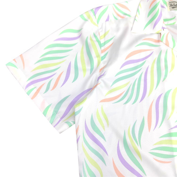 GUILTYPARTIES TIGER Shirts 23SS LEAF ALOHA Leaf Full Print Hawaiian Short Sleeve Shirt Men