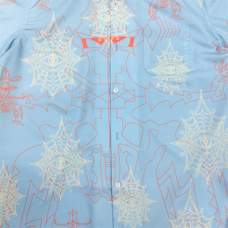 GUILTYPARTIES TIGER Shirts WOLF'S HEAD Spider Eyes, Hawaiian Short Sleeve Shirt Men