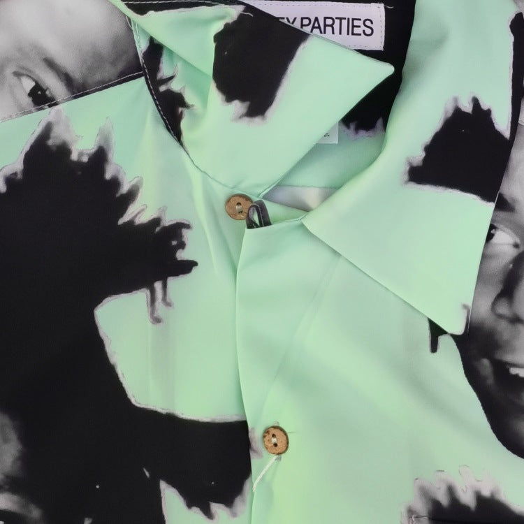 GUILTYPARTIES TIGER Shirts 23ss BASQUIAT Basquiat avatar Hawaiian short-sleeved shirt