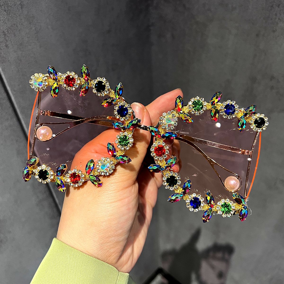 Trendy punk glasses cut out square frame