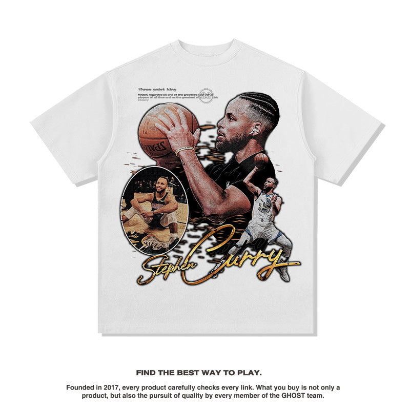 Nba T Shirt Nba Warriors Curry Basketball Star Printed Short Sleeve T-shirt High-quality pure cotton comfortable and trendy clothing