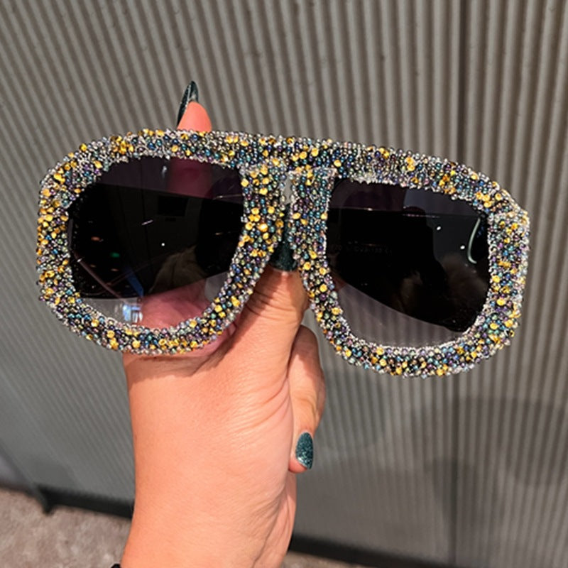 Trendy punk glasses retro diamond