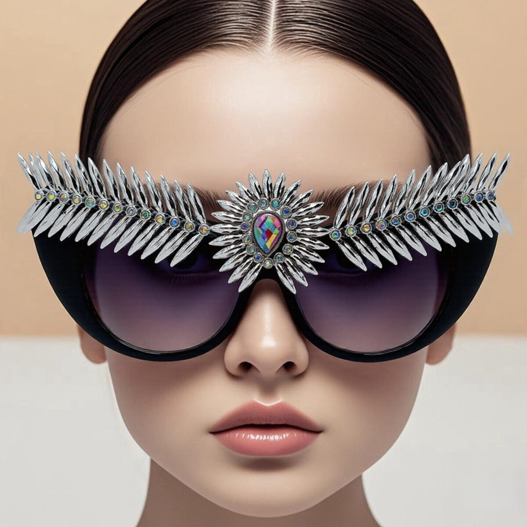 Trendy punk glasses retro style devil's eye