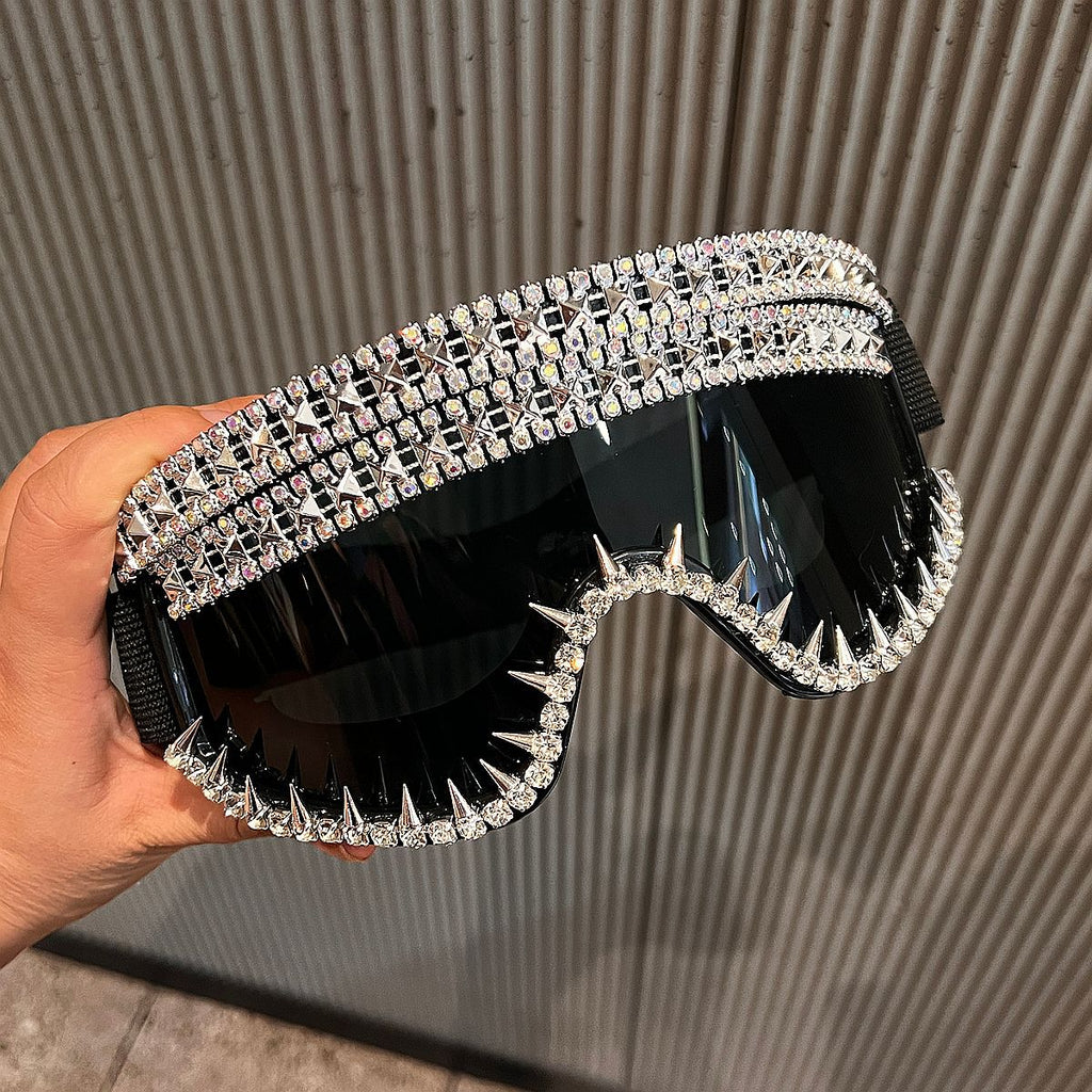 Trendy punk glasses sand and dustproof large frame sponge