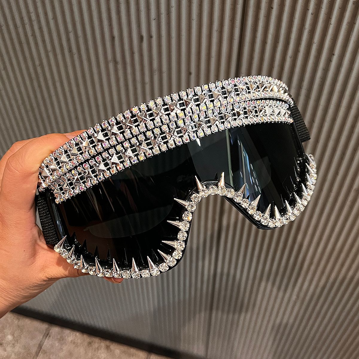 Trendy punk glasses sand and dustproof large frame sponge