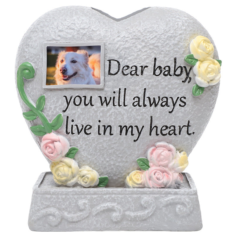 Pet Grave Marker Pet Cat Puppy Funeral Tombstone Heart Resin Urn Animal Cremation Storage Container