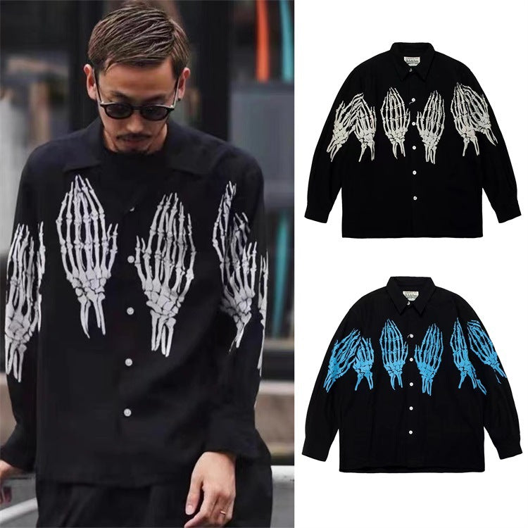 GUILTYPARTIES TIGER Long sleeved shirt, skeleton ghost hands and ghost claws, Hawaii men's and women's same long-sleeved shirt