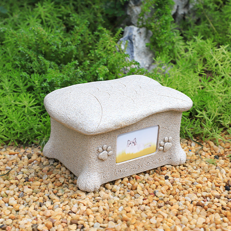 Pet Grave Marker Cross-border Spot Resin Creative Pet Dog Dog Urn With Photo Frame Kitten Puppy Animal Memorial Funeral Supplies