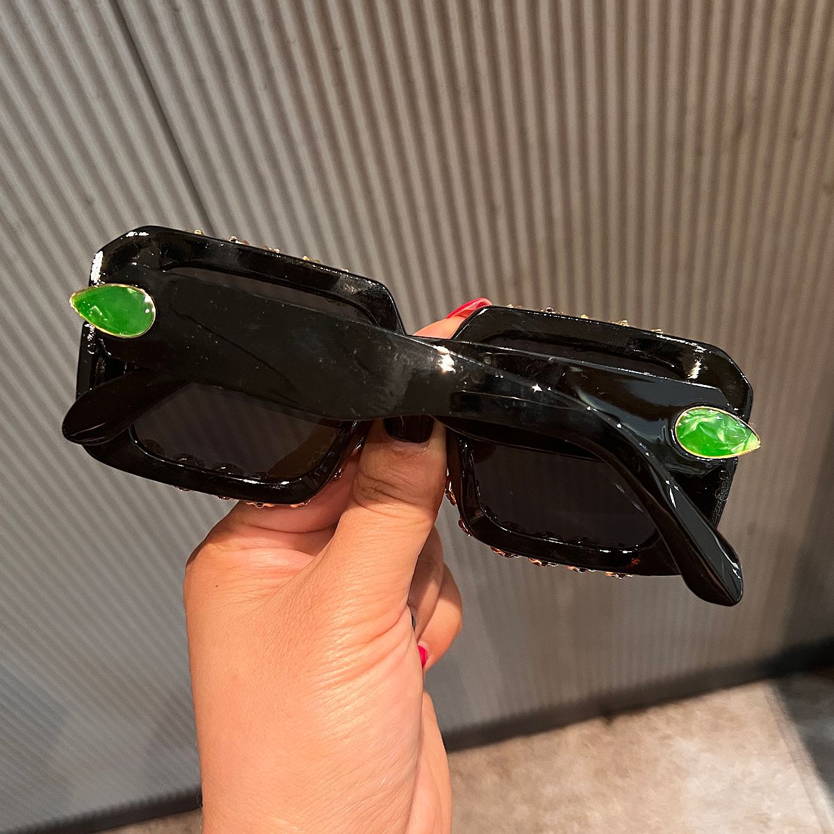 Trendy punk glasses with diamonds