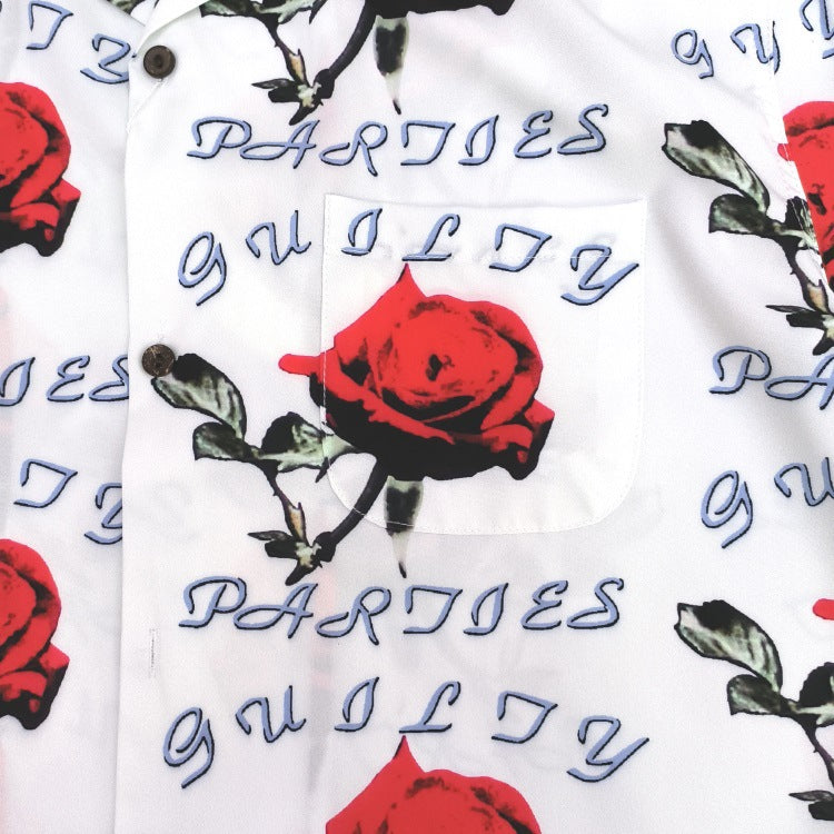 GUILTYPARTIES TIGER Shirts 21ss Rose ALOHA full print, Hawaiian short-sleeved shirt for men and women