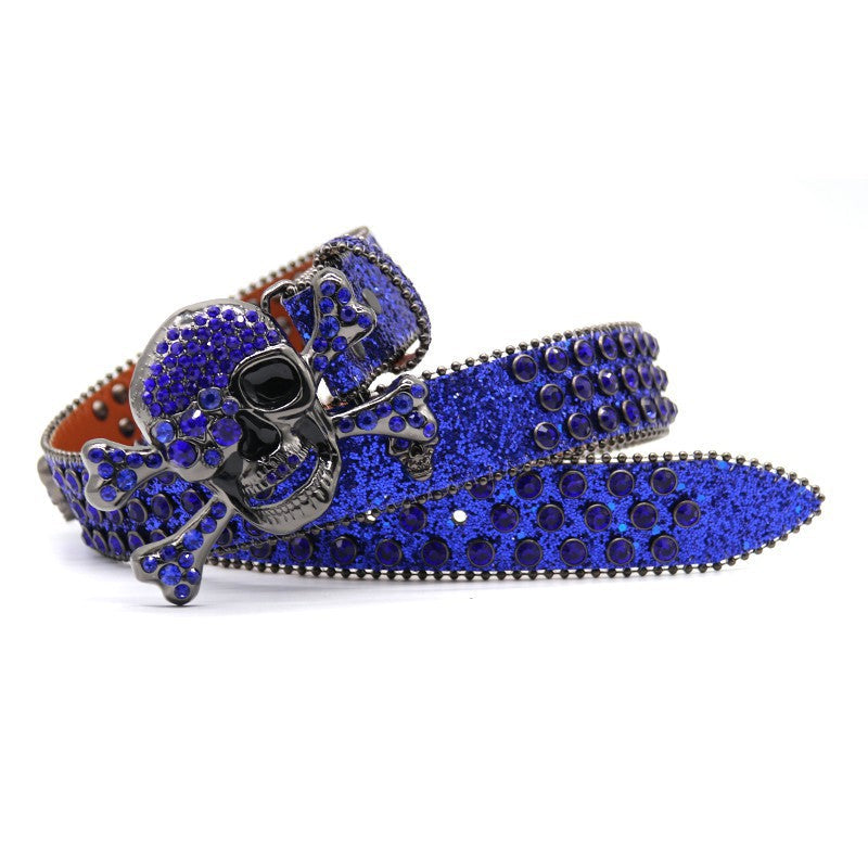 Hip-hop punk rhinestone belt punk skull decoration