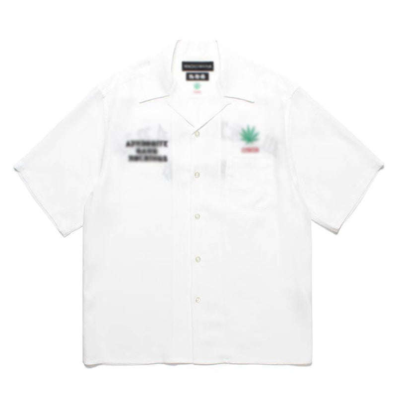 GUILTYPARTIES TIGER Shirts High Times25ss Joint Solid Color Embroidered Hawaiian Short Sleeve Shirt