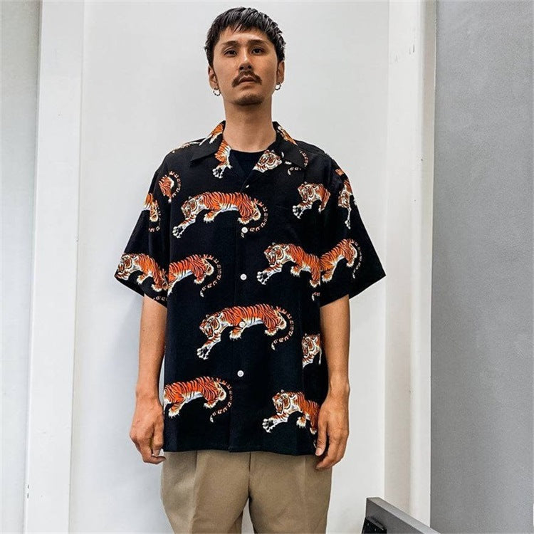 GUILTYPARTIES TIGER Shirts 22ss Limited TIM LEHI Downhill Tiger Hawaiian Short Sleeve Shirt Men's and Women's