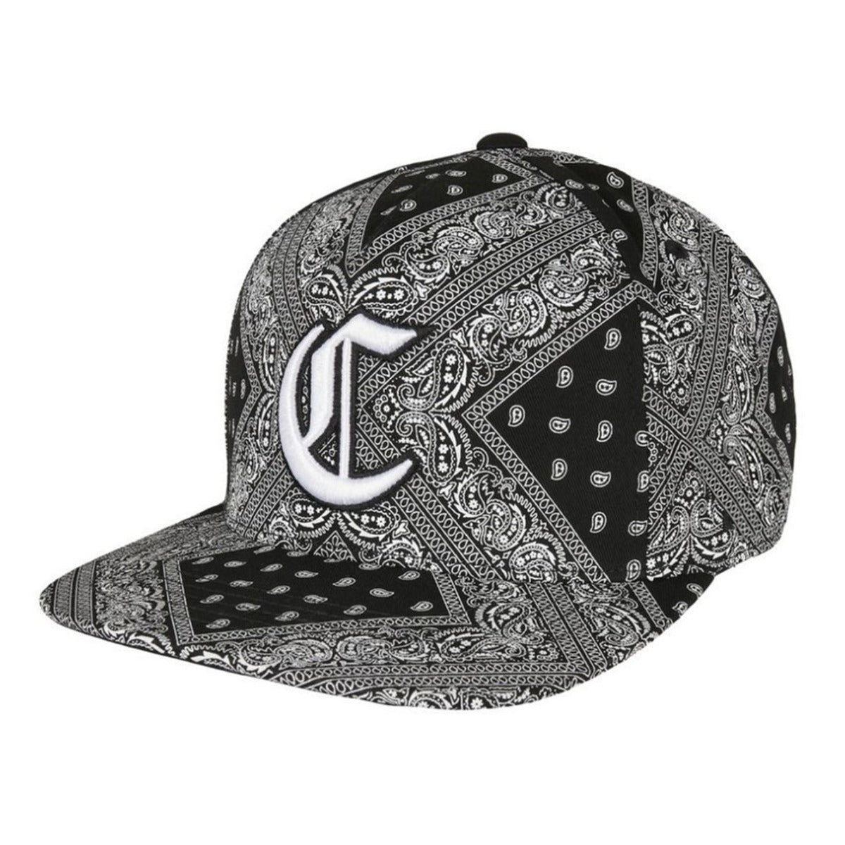 Trendy flat brimmed snapback hatscashew pattern sun shade